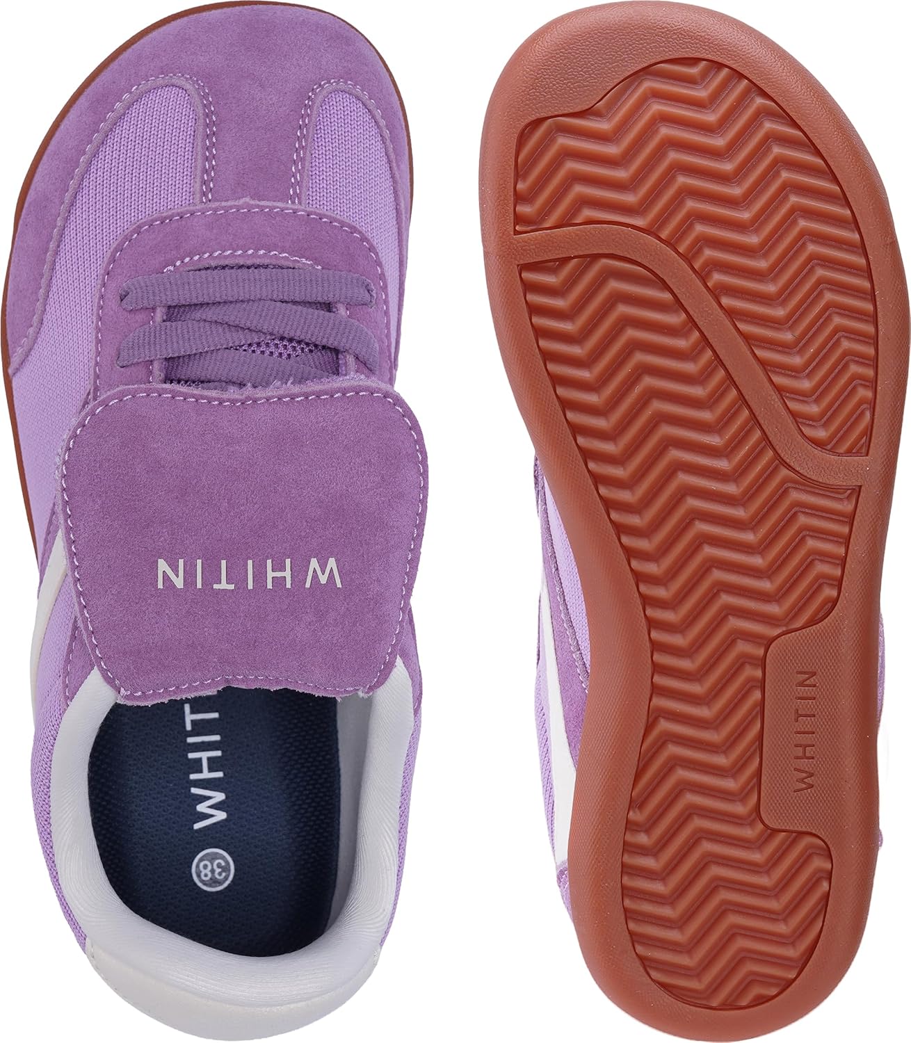 WHITIN Wide Toe Box Barefoot Shoes for Women + Casual Walking Sneakers + Trendy Fold-Over Tongue