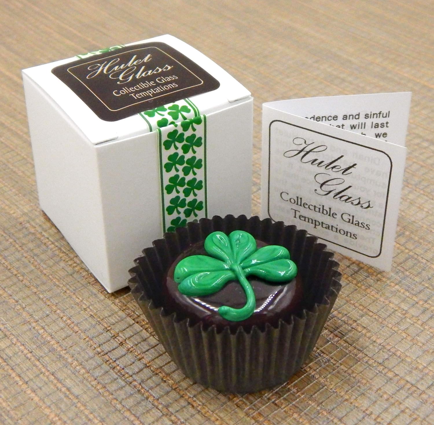 Art Glass St. Patrick's Day Chocolate Shamrock Handmade Sculpture Gift Figurine Home