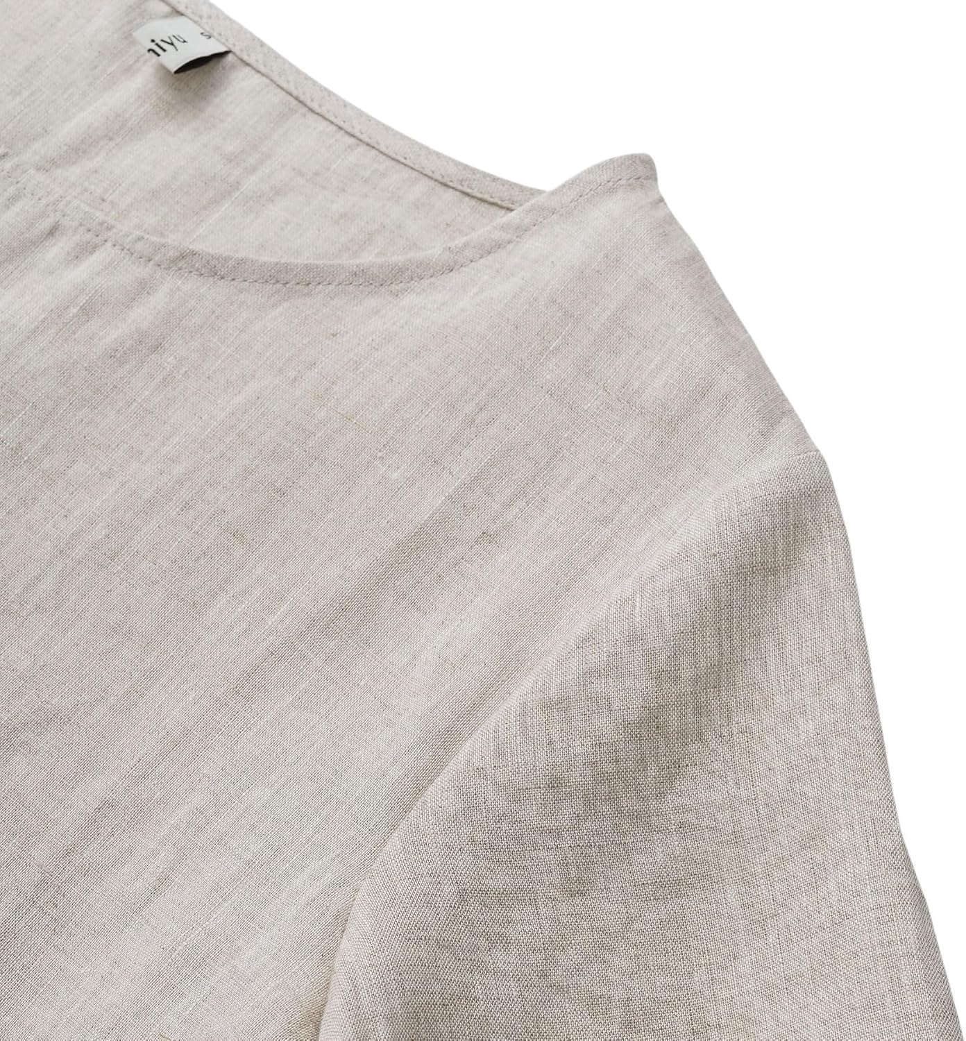 Amazhiyu Women's 100% Linen 3/4 Sleeve Blouse V Neck Summer Casual Loose Tops - Image 5