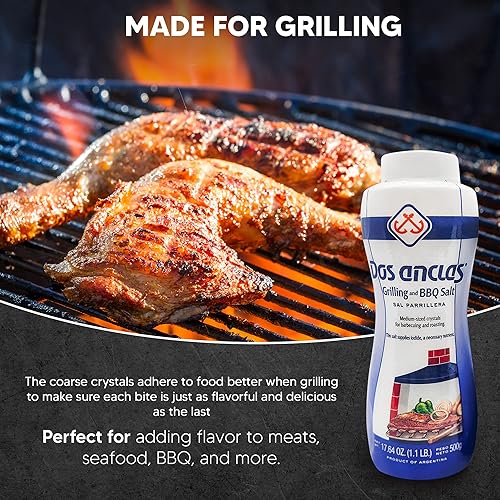 Miniatura 6 de Dos Anclas Sal Parrillera - Paquete de 3, sal de roca para asar a la parrilla y barbacoa, sal refinada de grano medio para carne y mariscos,