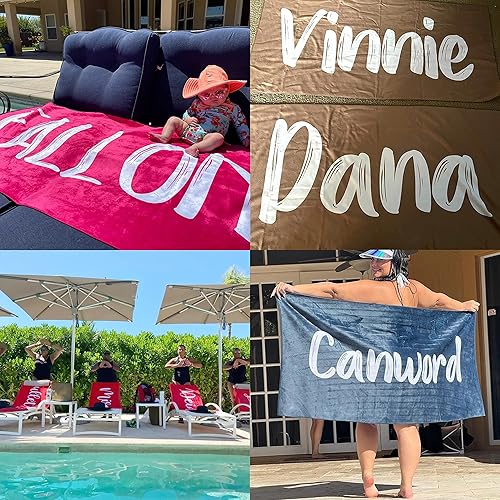 Miniatura 6 de Toallas de playa personalizadas con nombres, color arcoíris, teñido anudado, toalla de playa personalizada con nombre, toalla de baño de microfibra