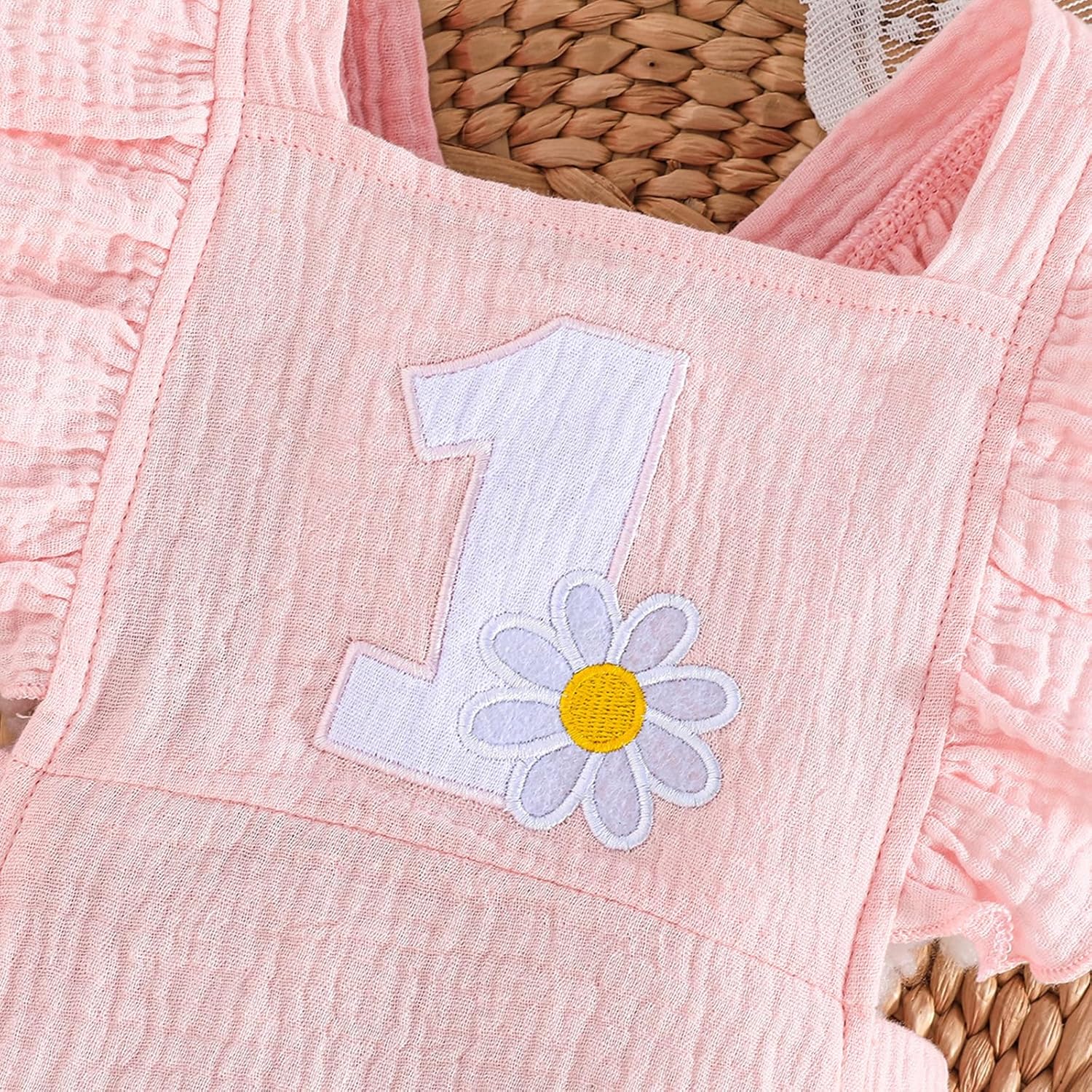 Winmany Baby Girl First Birthday Outfit 1st Birthday Sweet Cotton Romper With Headband Cake Smash Photo Shoot Clothes - Image 5