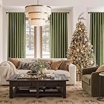 MYSKY HOME Semi Sheer Curtains 84 Inch Length, Living Room Curtains & Drapes Light Filtering Sliding Glass Door Windows Grommet Farmhouse Country Boho Style Soft Touch, 52" Wide, Olive Green, 2 Pieces