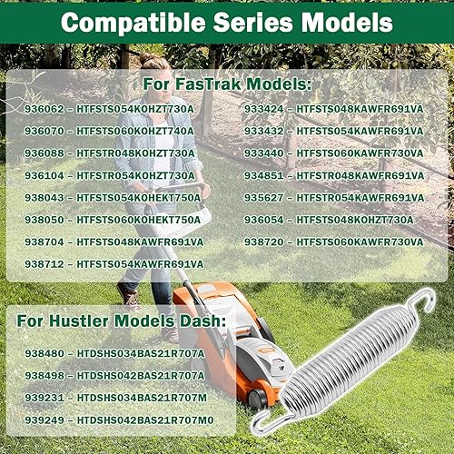 Miniatura 6 de 607616 Muelle tensor de tensión de cubierta 1 x 6.75 compatible con Hustler Raptor Fastrak/Cortacésped Giro Cero Repuesto Parte 607616 122388 604291