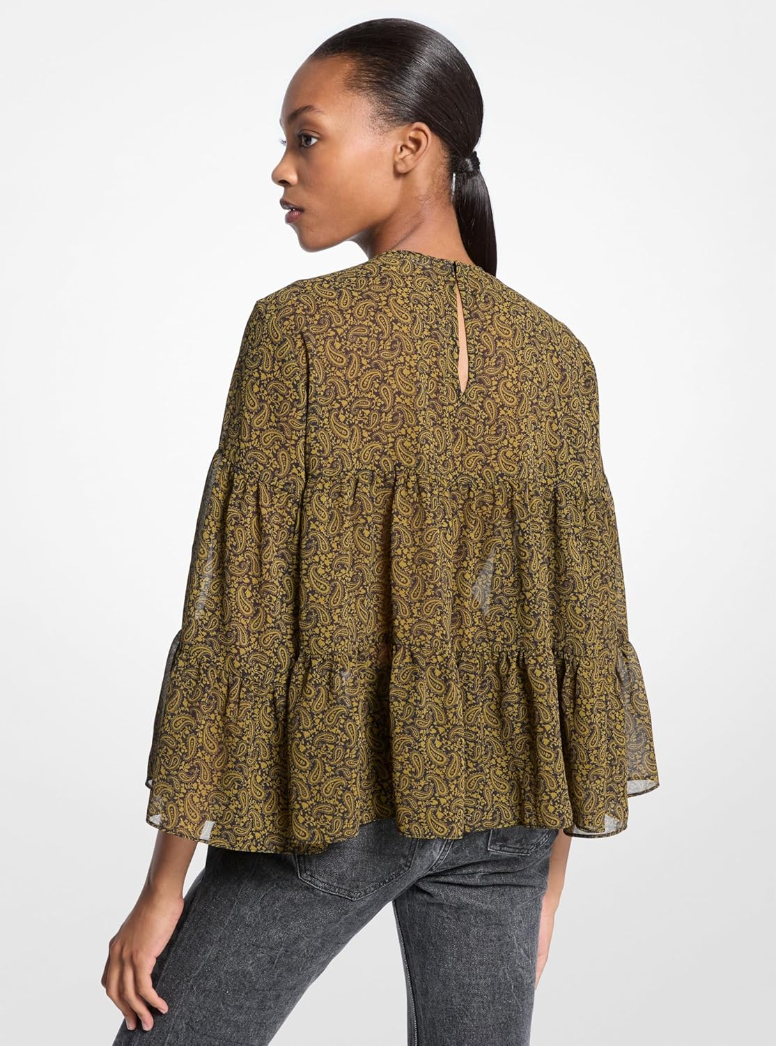 Michael Kors Womens Tiered Long Sleeve Blouse - Image 2