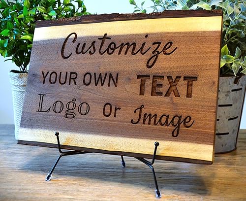 Miniatura 1 de Personalized Walnut Live Edge Wood Sign Display Gift - Rustic Engraved Family Last Name Wedding Anniversary Housewarming Welcome Cabin House Door
