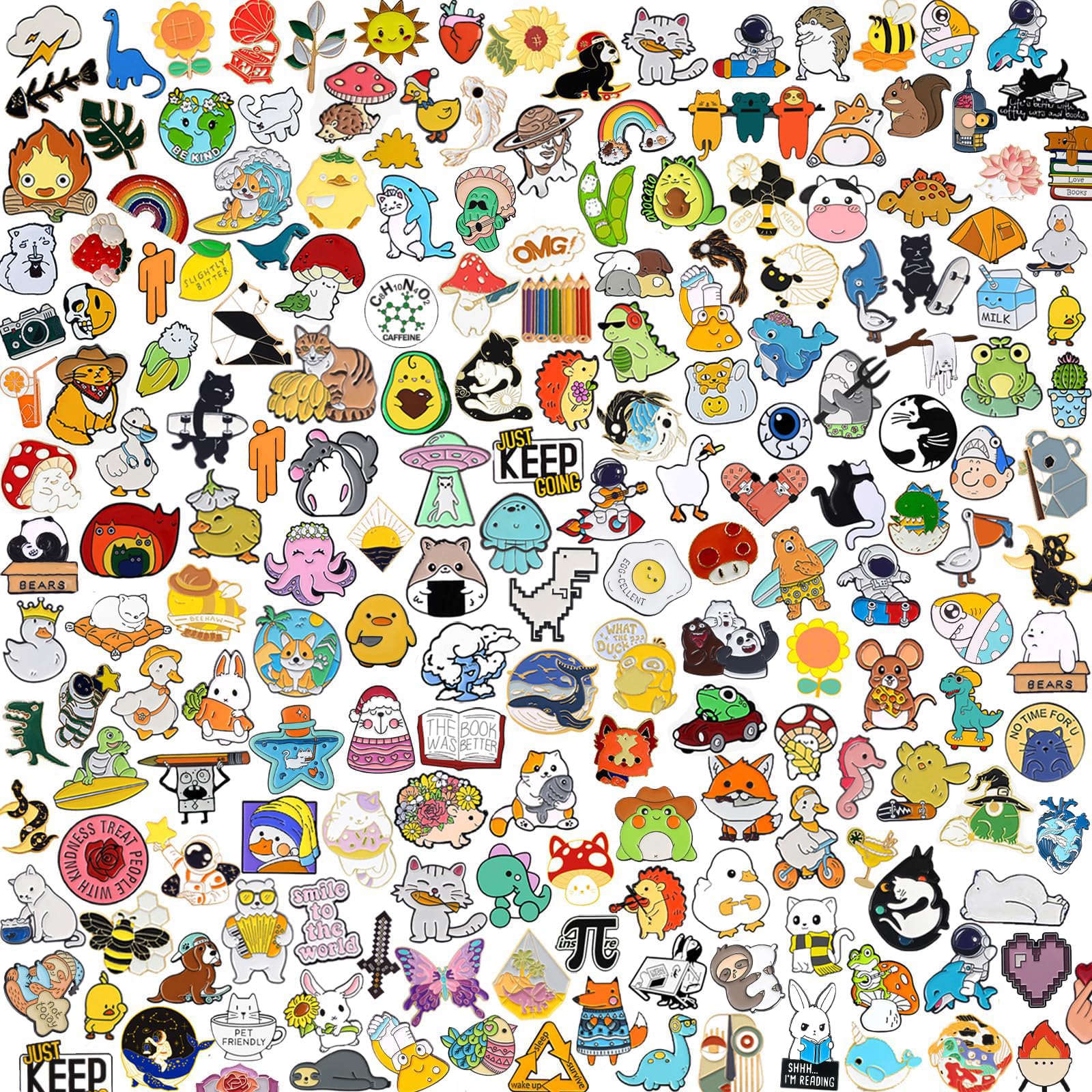 fiintrwa20/30/50/80 Mixed Enamel Brooch Bulk Set,Lapel Badges, Cartoon Plant Enamel Pin Sets, Funny Button Pins Jewelry for Backpack Cloths Hats Jacket Decoration