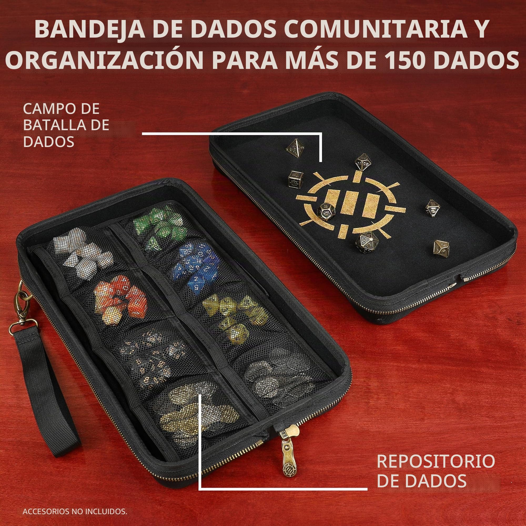 ENHANCE Tabletop DND Estuche de Dados y Bandeja para Tirar Dados - Almacenamiento de Dados para Dados de RPG con diseño Resistente, Interior Suave, y Bolsillos organizadores (Capacidad de 500 Dados)