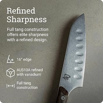 Shun Kanso 5.5 Hollow Ground Santoku Knife, Handcrafted Japanese All Purpose Knife, AUS10A Stainless Steel Blade, Tagayasan Handle, Versatile Japanese Cutting Tool for Professional and Home Chefs