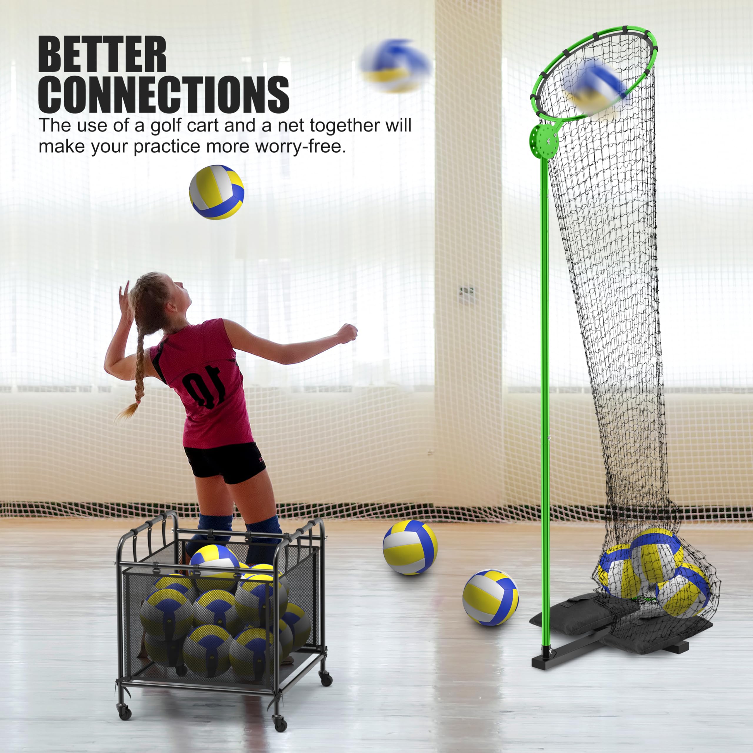 OZPPM Filet D'entraînement Volley – Hauteur 7,5-11,5 Pieds, Angle Réglable 45-180°, Structure 3 Pieds, Portable, Intérieur/extérieur