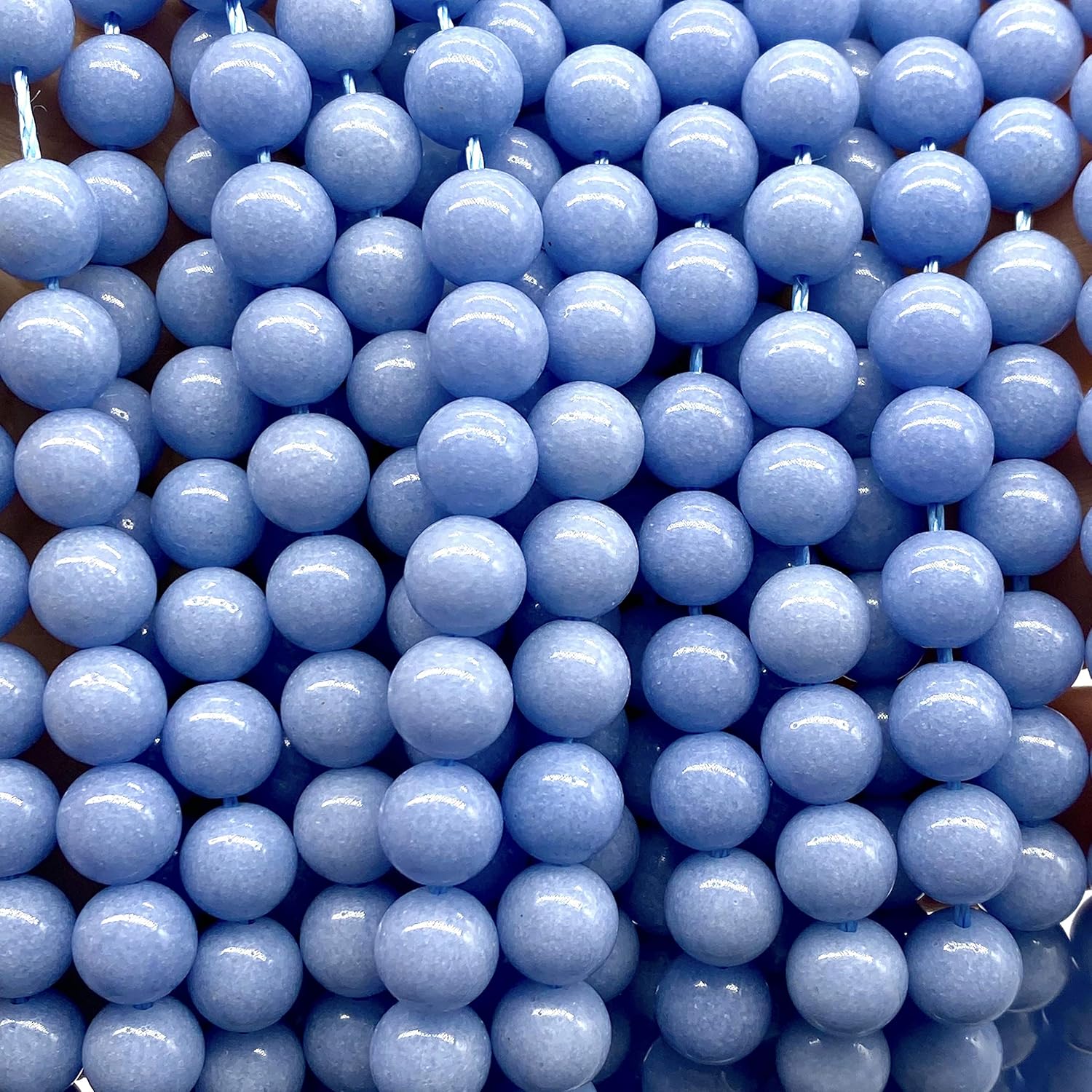 ABCGEMS Glow-in-Dark Mexican Blue Aragonite Beads (AKA Cave Calcite- Extremely Rare) Healing Crystal Chakra Energy Stone Ideal for Bracelet Necklace Ring DIY Jewelry Making Smooth Round 12mm