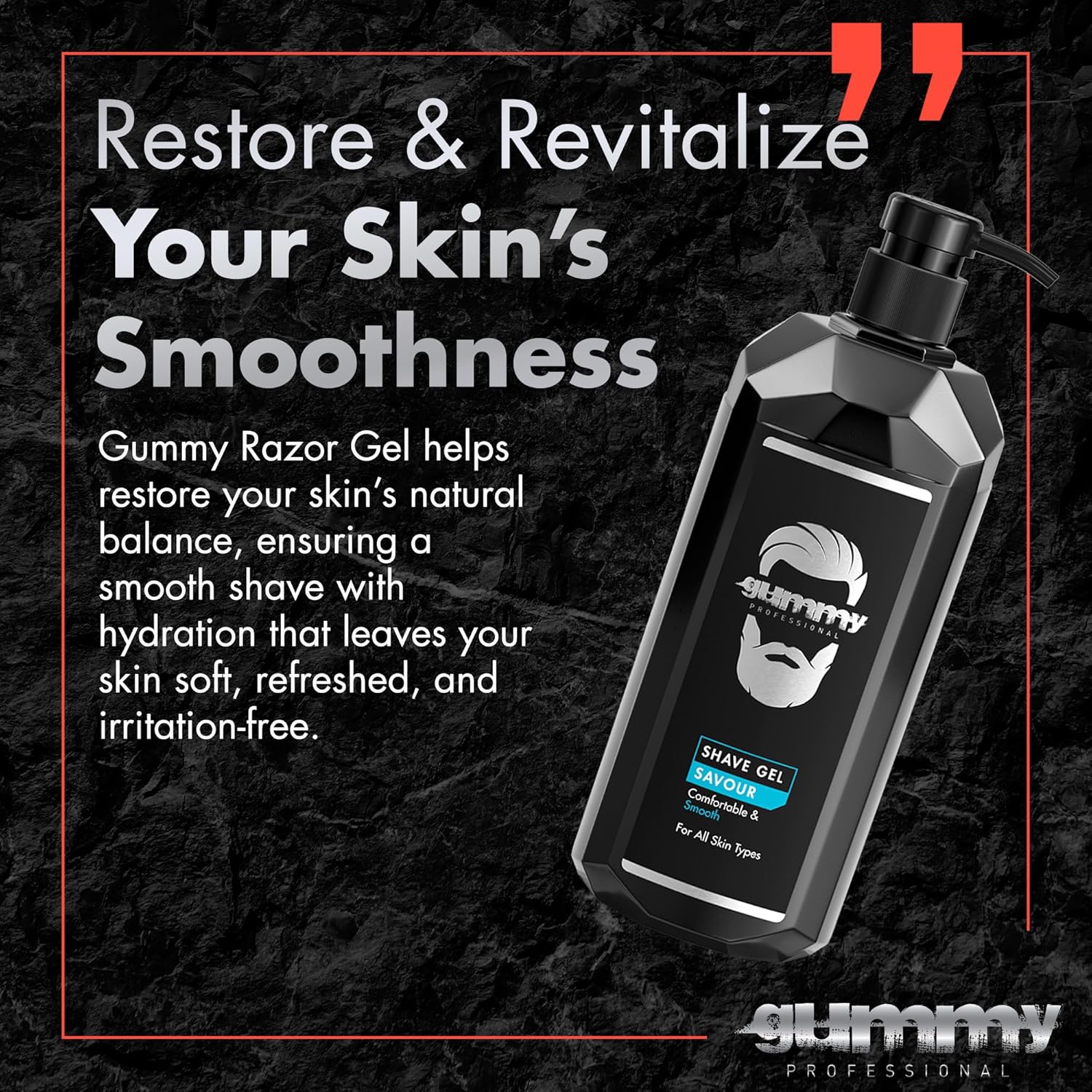 Gummy Professional Savour Shave Gel with Pump – Clear Unscented Formula for Precision Razor Glide and Smooth Shaves – Transparent Fragrance Free Grooming for All Skin Types – 33.81 fl oz / 1000 ml - Image 5