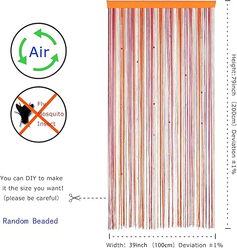 Miniatura 4 de YaoYue Cortina de Hilos con Cuentas para Puerta, Cortinas de Hilos para Puerta con Borlas, Cuentas Colgantes, Flecos, Divisores de Habitación