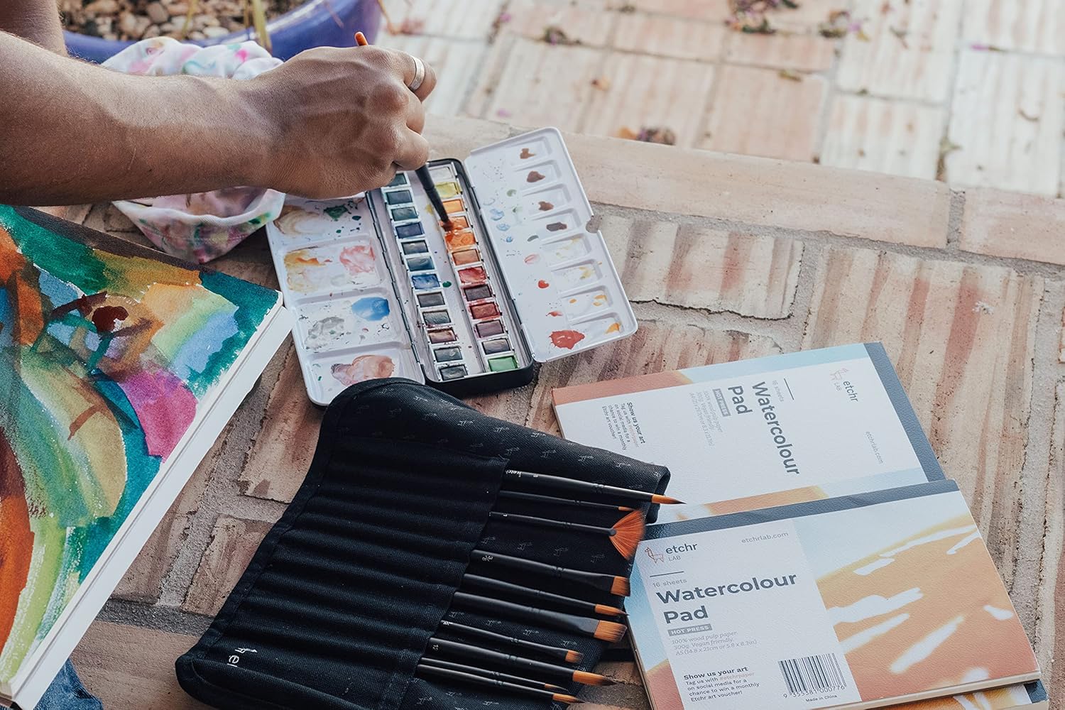 ETCHR Wood Pulp Watercolor Block, A4 Hot Press - Journal Block - 16 Pages - Student Grade Paper Pad