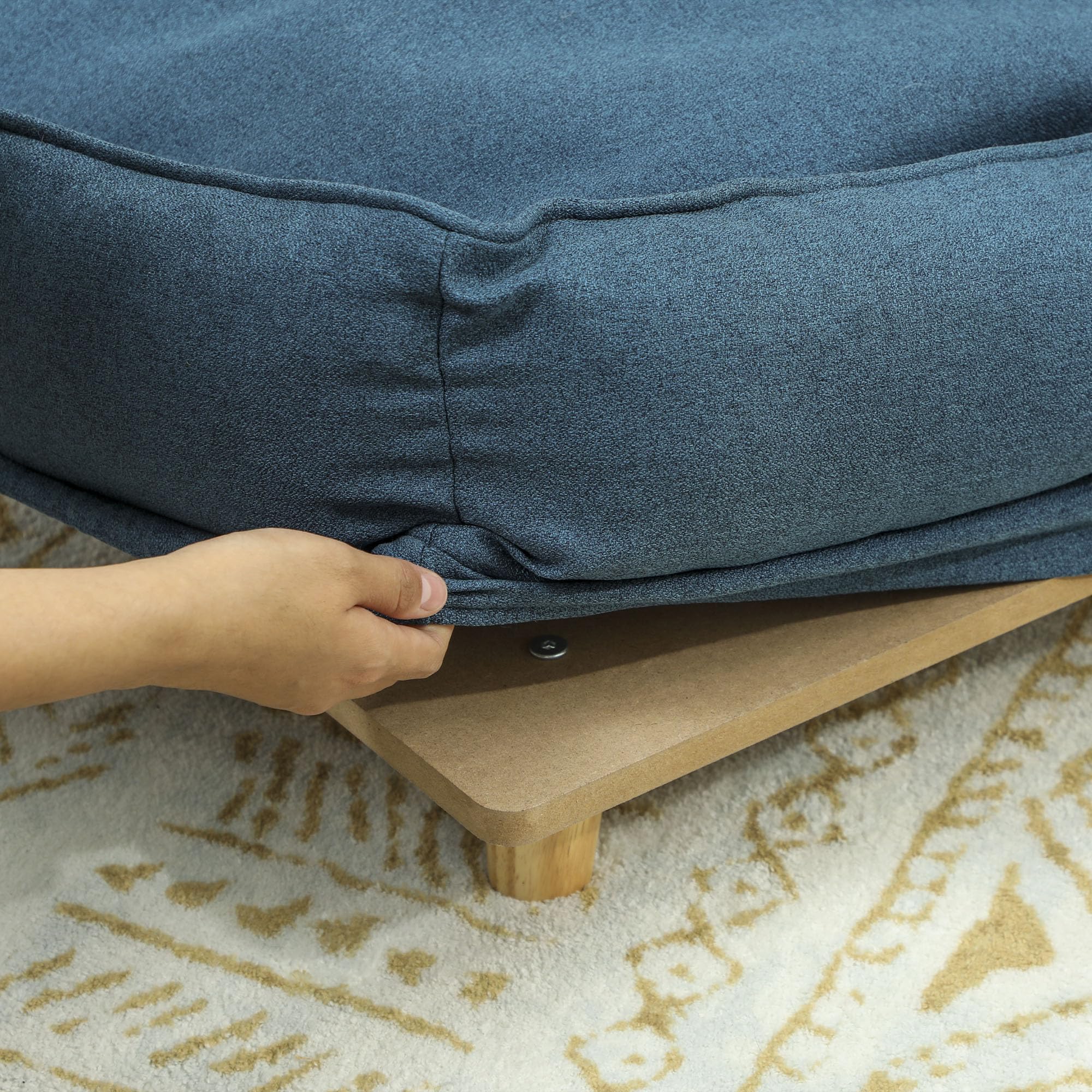 PawHut Divano per Cani Grandi Fino 30 kg, Cuccia Lettino Rialzato per Animali da Interno con Cuscino Rimovibile, 96x66x24 cm, Blu