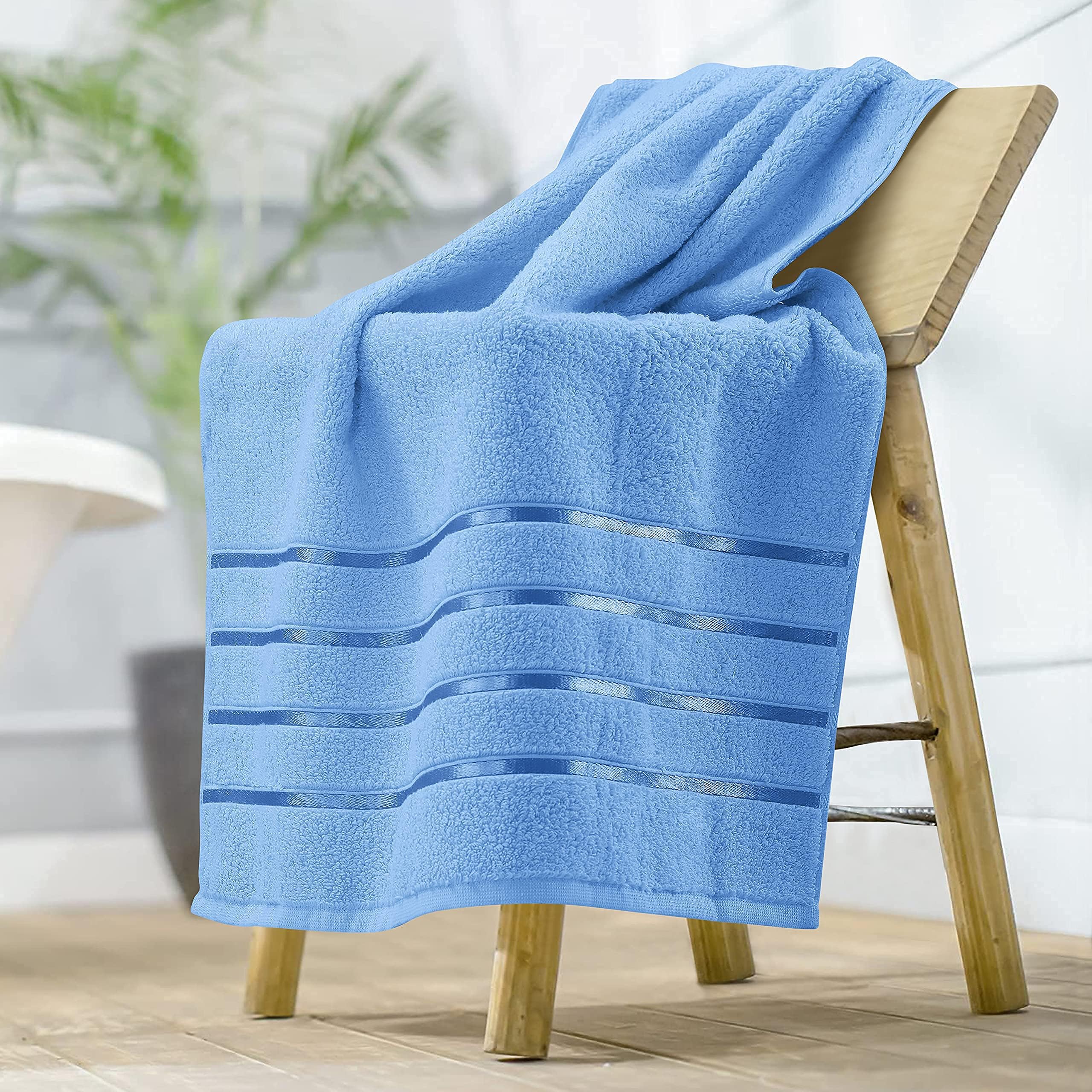 SPREAD SPAIN Cotton Roman Large Bath Towel Super Absorbent Soft Antibacterial 600 GSM 70x150 cm Pack of 1 Blue