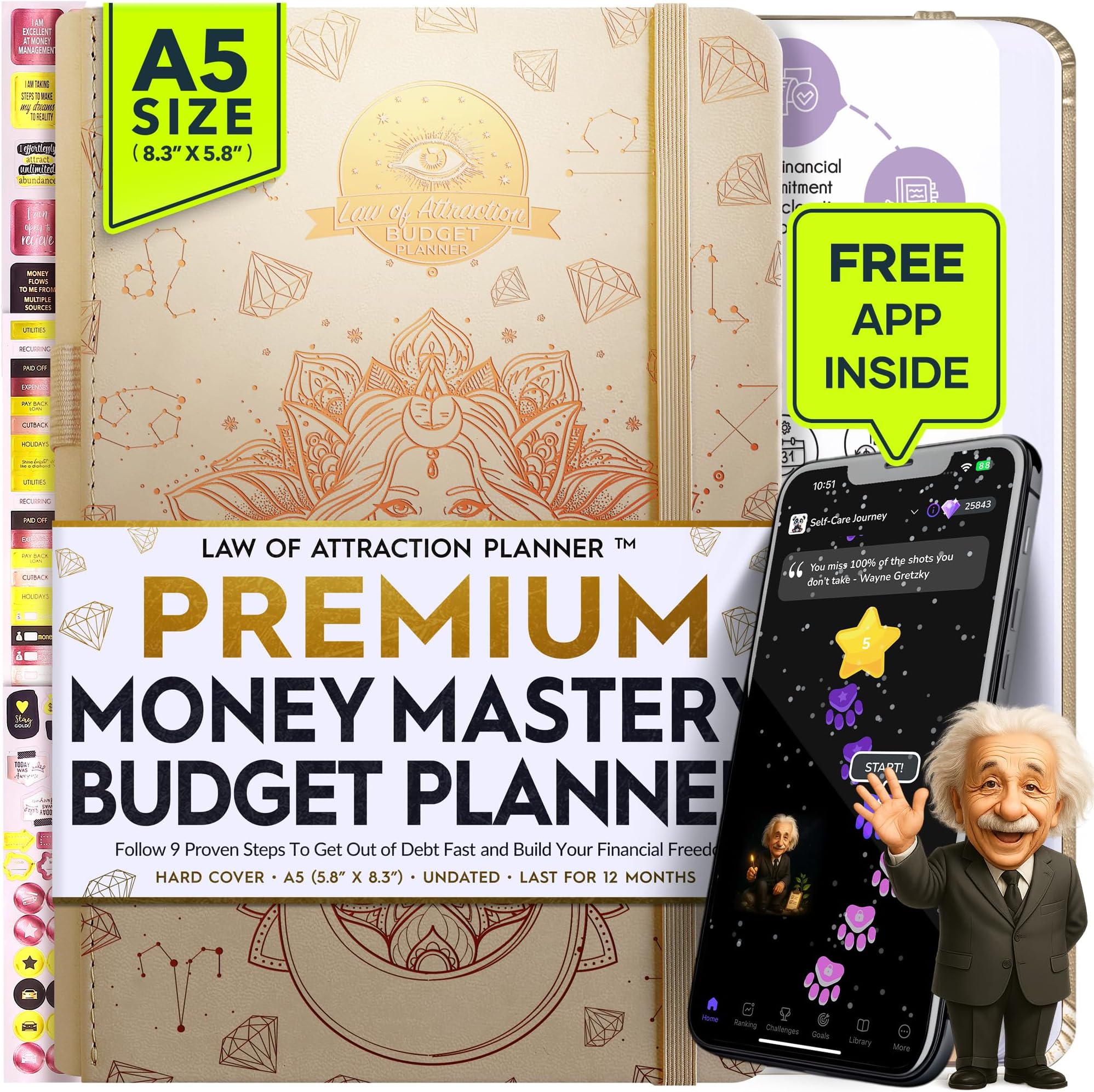 Budget Planner and Monthly Bill Organizer - Finance Planner, 12-Month Journey to Financial Freedom | Bill Payment Tracker Monthly Organizer, Money Saving & Expense Tracker | Undated Budgeting Journal