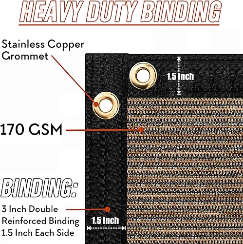 Miniatura 3 de 4' x 50' Rejilla de Privacidad Marrón para Valla Resistente con Abrazadera para Terraza, Patio, Jardín, Piscina al Aire Libre, Porche, Baranda -