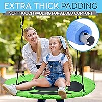 Vista 5 de SereneLife - Columpio en forma de plato con kit para colgar en árbol, columpio de árbol para exterior de 40", 2 correas ajustables para colgar