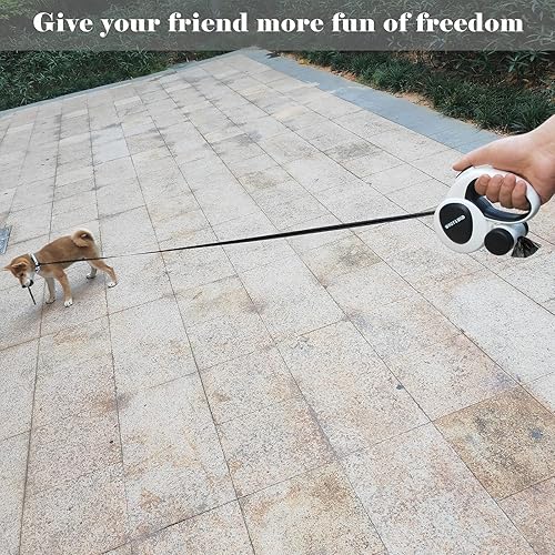 Miniatura 7 de HCY&WLD Correa retráctil 4 en 1 mejorada para perro con luz LED, dispensador y bolsas para excrementos, correa resistente de 16 pies para perros con