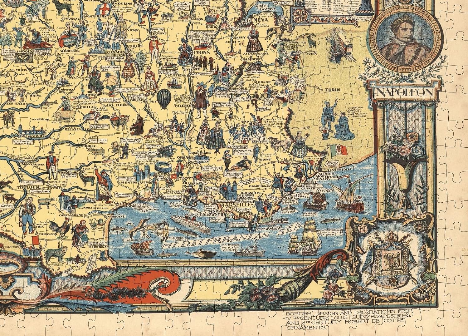 1000 Piece Adult Jigsaw Puzzle | 1936 | France Story Map