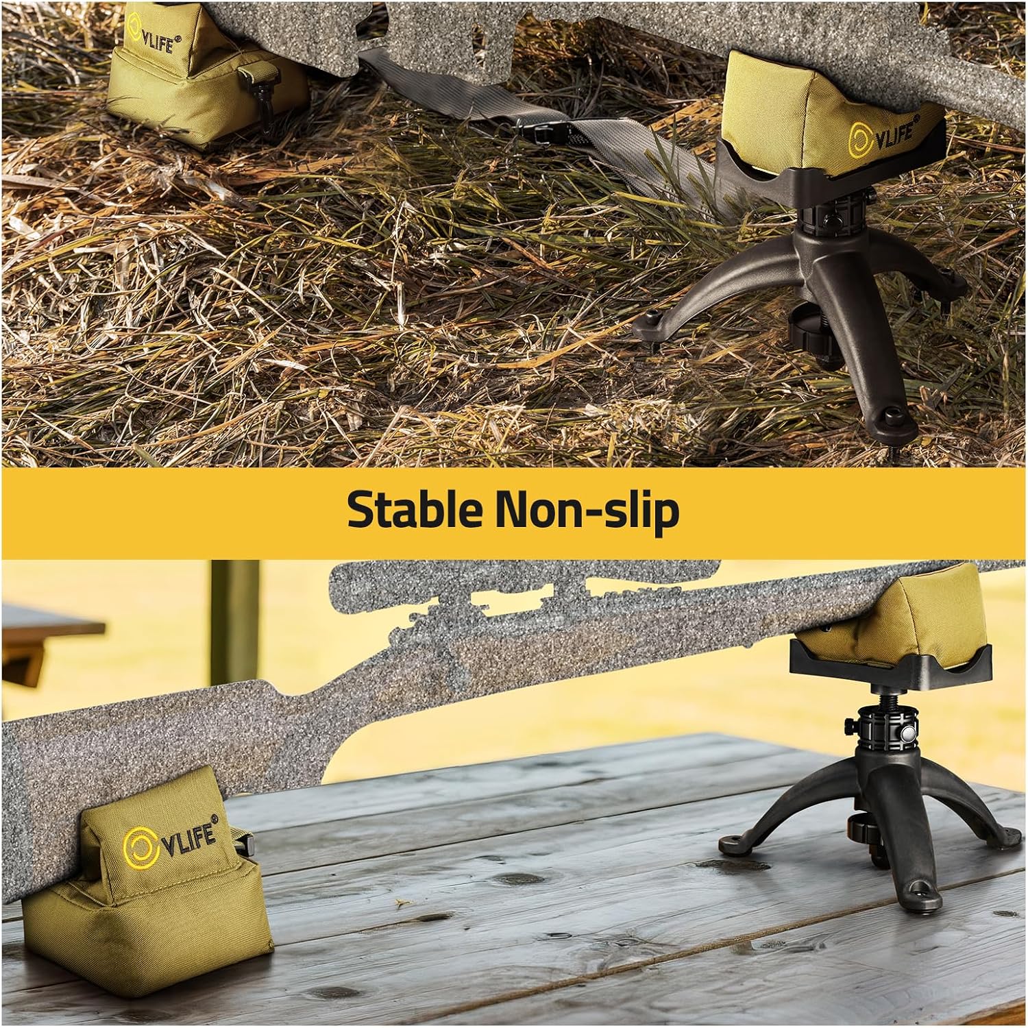 CVLIFE Shooting Rest Tripod Gun Rifle Rest with Front and Rear Bench Rest Bags Height Adjustment for Range Shooting Hunting and Outdoor - Image 5