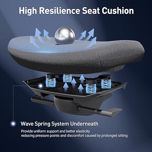 Miniatura 5 de COLAMY Silla de oficina ergonómica de malla, silla de escritorio ejecutiva para computadora, silla de oficina ergonómica con respaldo flexible,