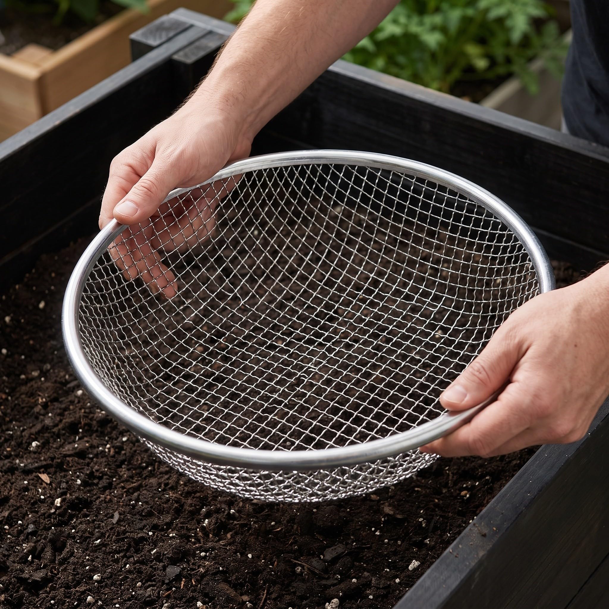 Abaodam 3 Pièces Tamis de Jardinage Rond en Fer Galvanisé 30x30x7 Cm Maille Métallique Renforcée pour Séparer Sable, Gravier et Écorces, pour Culture de Semis