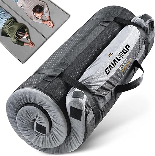 Miniatura 12 de Colchón de Espuma Viscoelástica de 3 Pulgadas para Acampar, Almohadilla de Dormir de Doble Capa Gruesa para Coche, Tienda, Cama, Enrollable, Verde