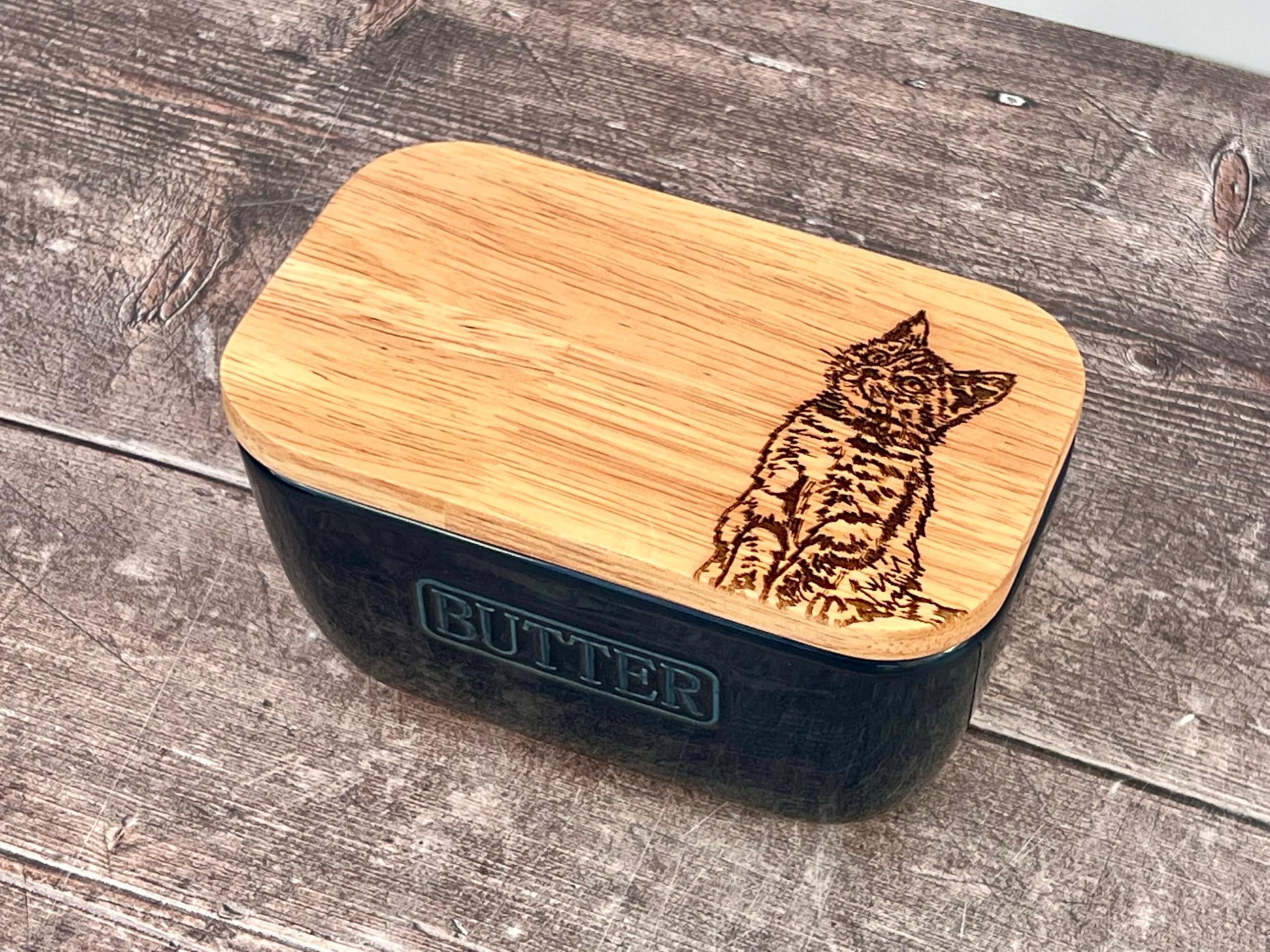 Hampton Homeware Blue Cat Butter Dish