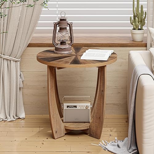 Miniatura 7 de COZAYH Mesa de centro rústica de granja con estante de almacenamiento, mesa auxiliar de acento de estilo campestre francés para la familia, comedor