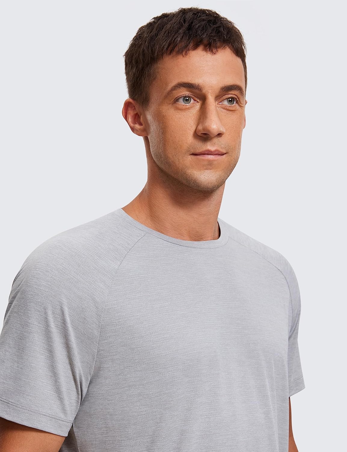 CRZ YOGA Crewneck Workout Shirts for Men - Quick Dry Running Athletic T-Shirts Lightweight Basic Tops