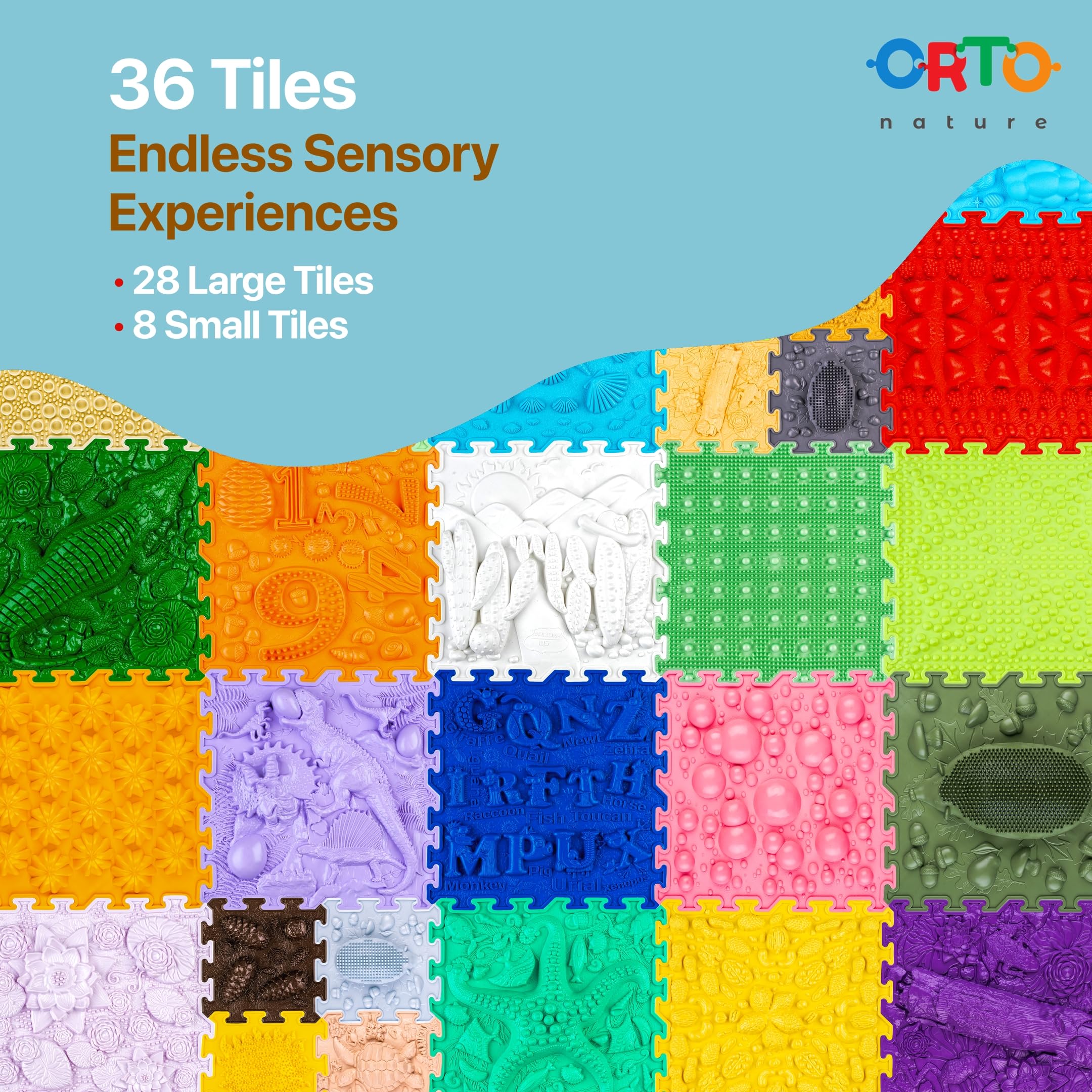 36-elementowa mata sensoryczna puzzle z fakturami (Wonderworld)