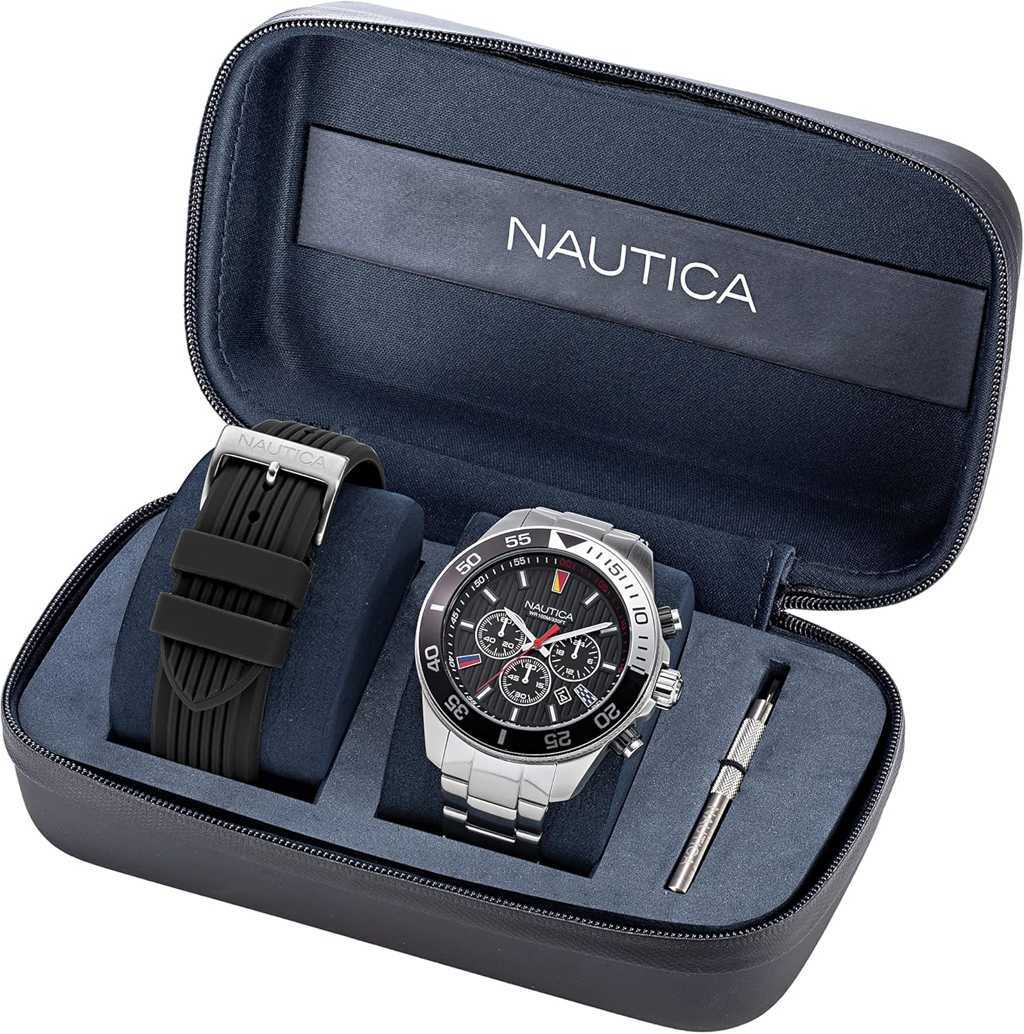 Back view of Nautica One Men's Watch showing the screw-down case back