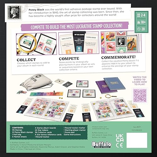 Miniatura 3 de Buffalo Games - Penny Black - Colecciona sellos en un juego de mesa de noche familiar - Conmemora la diversión nocturna del juego - Carrera de