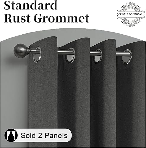 Miniatura 5 de Cortinas opacas con textura de lino 100 % para habitación de niños, 2 cortinas decorativas con aislamiento térmico para entrada, cabaña, cortinas