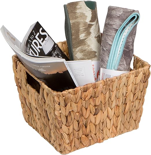 11.5"L x 10"W x 8"H Hyacinth Storage Basket with Handles, Rectangular, by Trademark Innovations