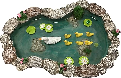 Miniatura 5 de GlitZGlam Duck Pond – Mamá y patitos Un estanque de patos miniatura para un jardín de hadas en miniatura y accesorios de jardín en miniatura