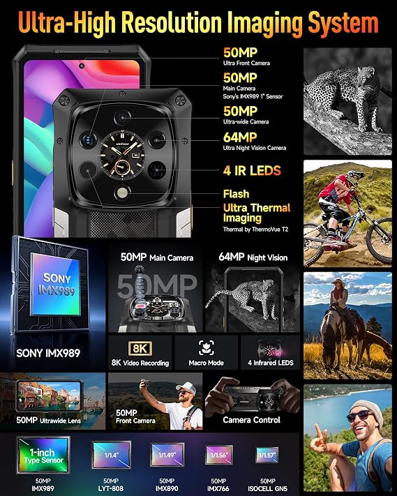 Ulefone Armor 28 Ultra Thermal Version, 5G AI Rugged Phone, 32GB+1TB/2TB Expansion, Dimensity 9300+, 6.67 AMOLED Dual Screen, 64MP+50MP+50MP, 10600mAh/120W, 50W QI, 8K Video, Widevine L1, Android 15