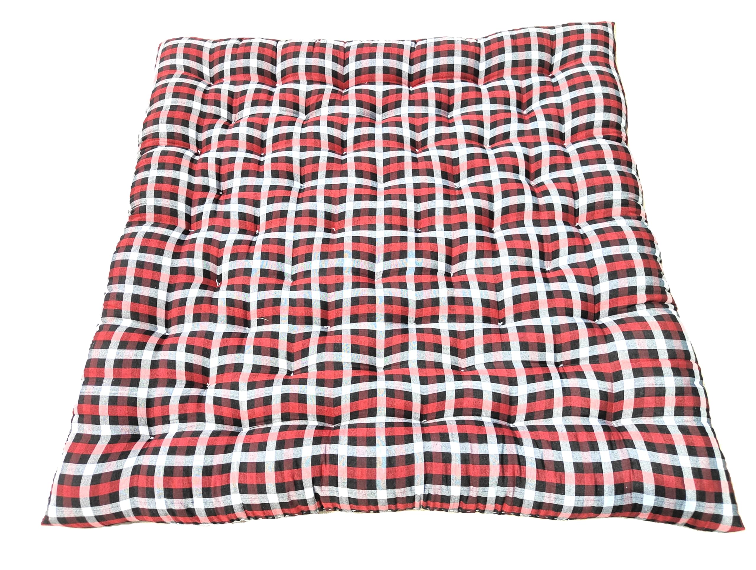 tanwar handloom & pillow house soft single bed cotton filled quilt mattress gadda soft & reversible (6 x 6 ft or 72 x 72 x 3 inch) 112- red and grey dibba