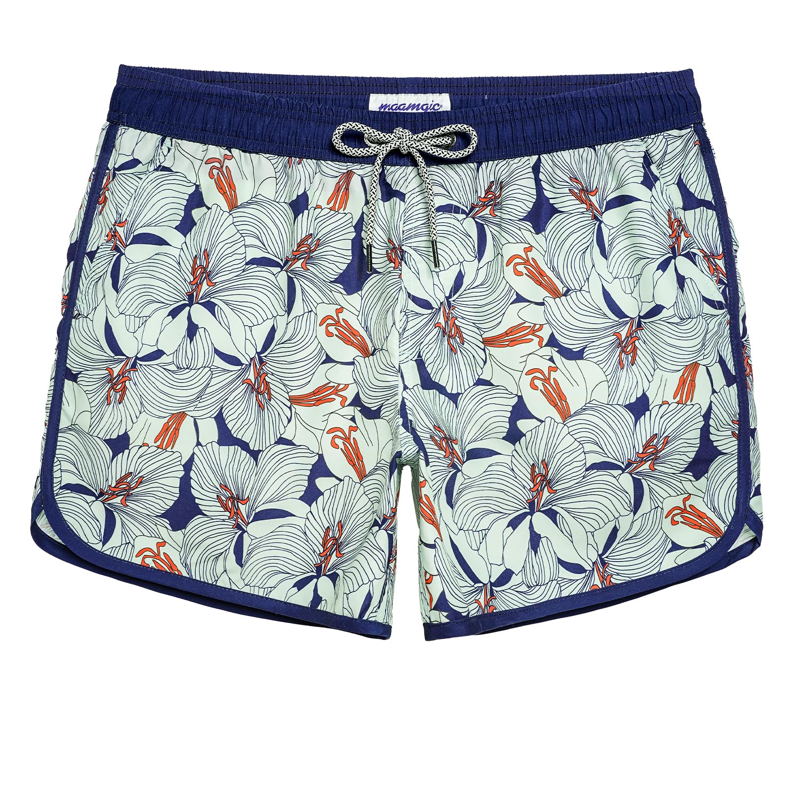 maamgic Mens Boys Short 80s 90s Vintage Swim Trunks with Mesh Lining Quick Dry Swim Suits Board Shorts