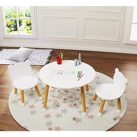 Amazon.com: UTEX Kids Table with 2 Chairs Set for Toddlers, Boys, Girls ...