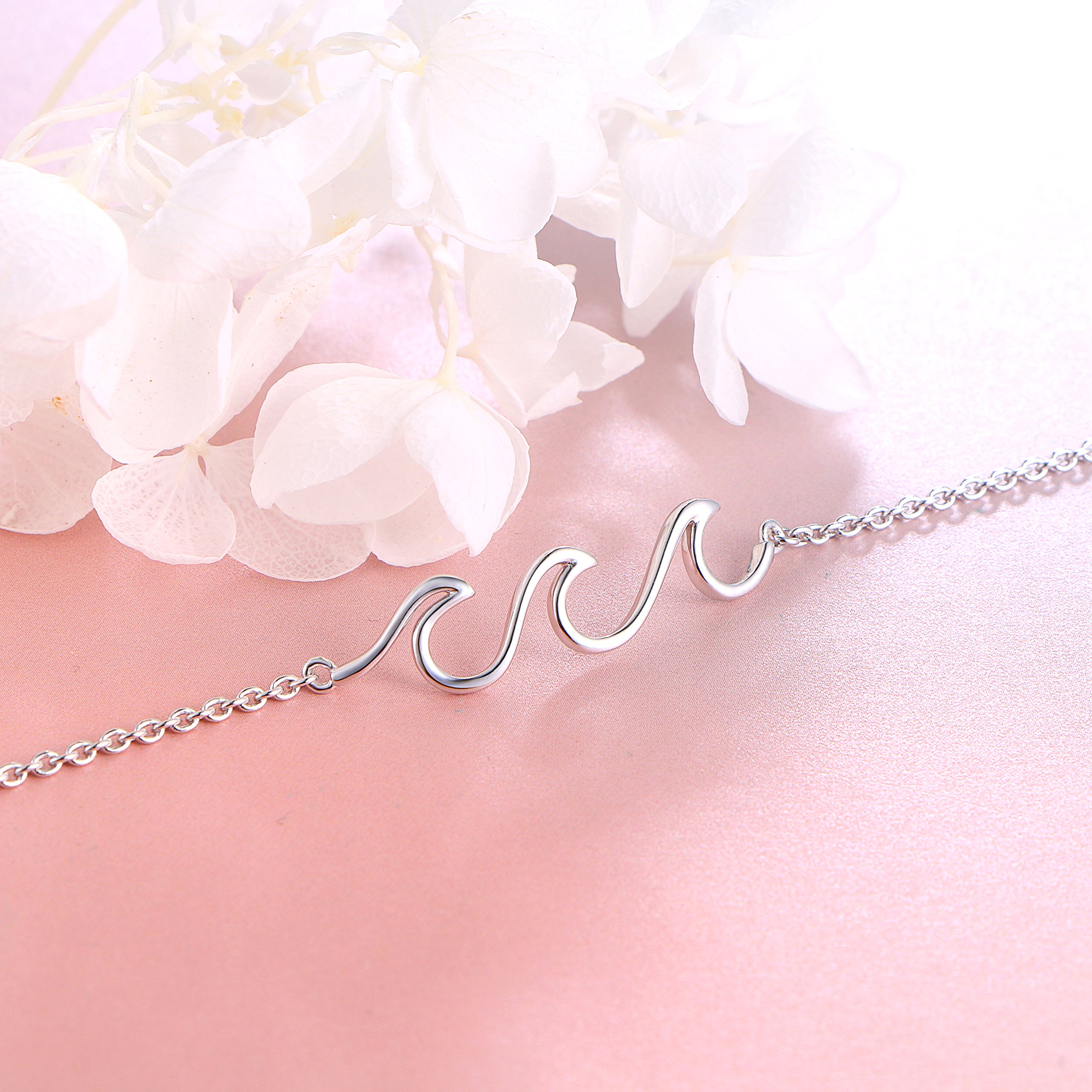 Tobillera ondulada para mujer, plata de ley 925, ajustable, con diseño de estrella de mar, mar, mar, mar, pulsera de tobillo