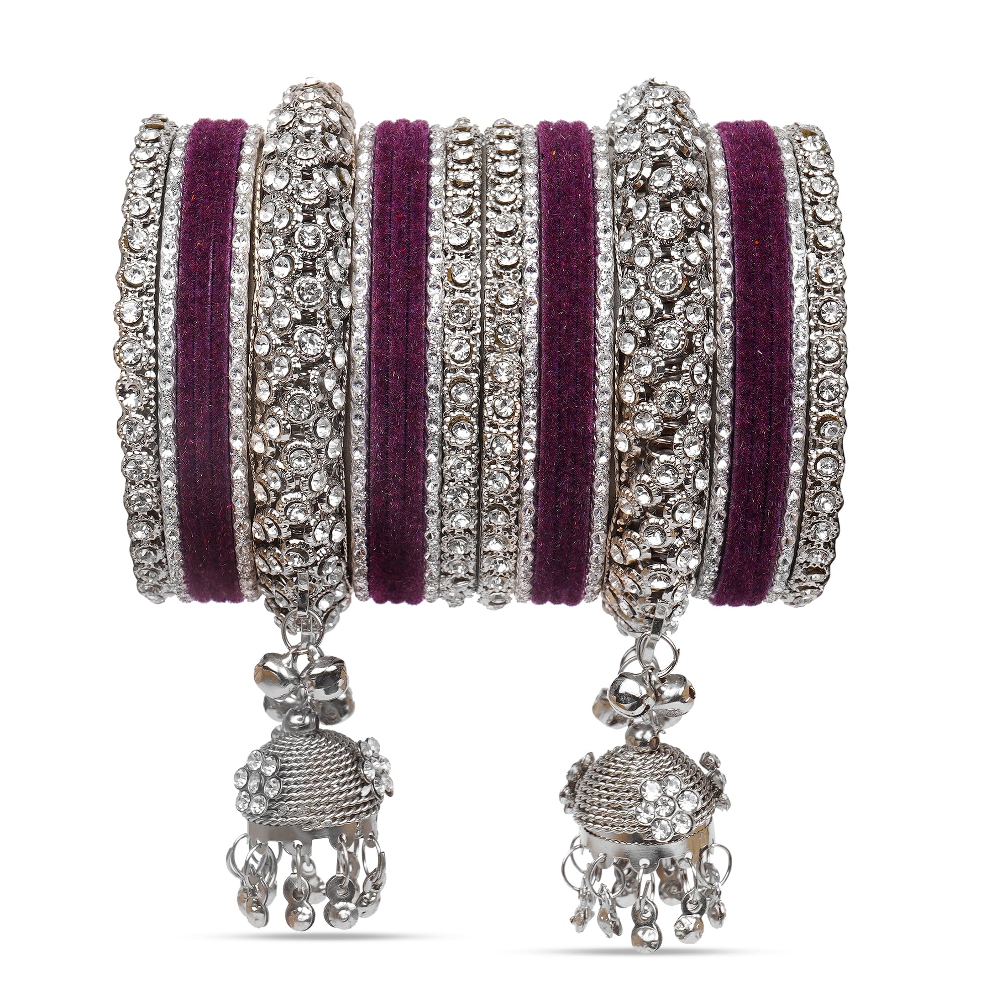 Women's Alloy Gold Plated with Jhumki Fashion Antique Stones Wedding | Bridal| Anniversary Gift Brass Bangles Set-image-29