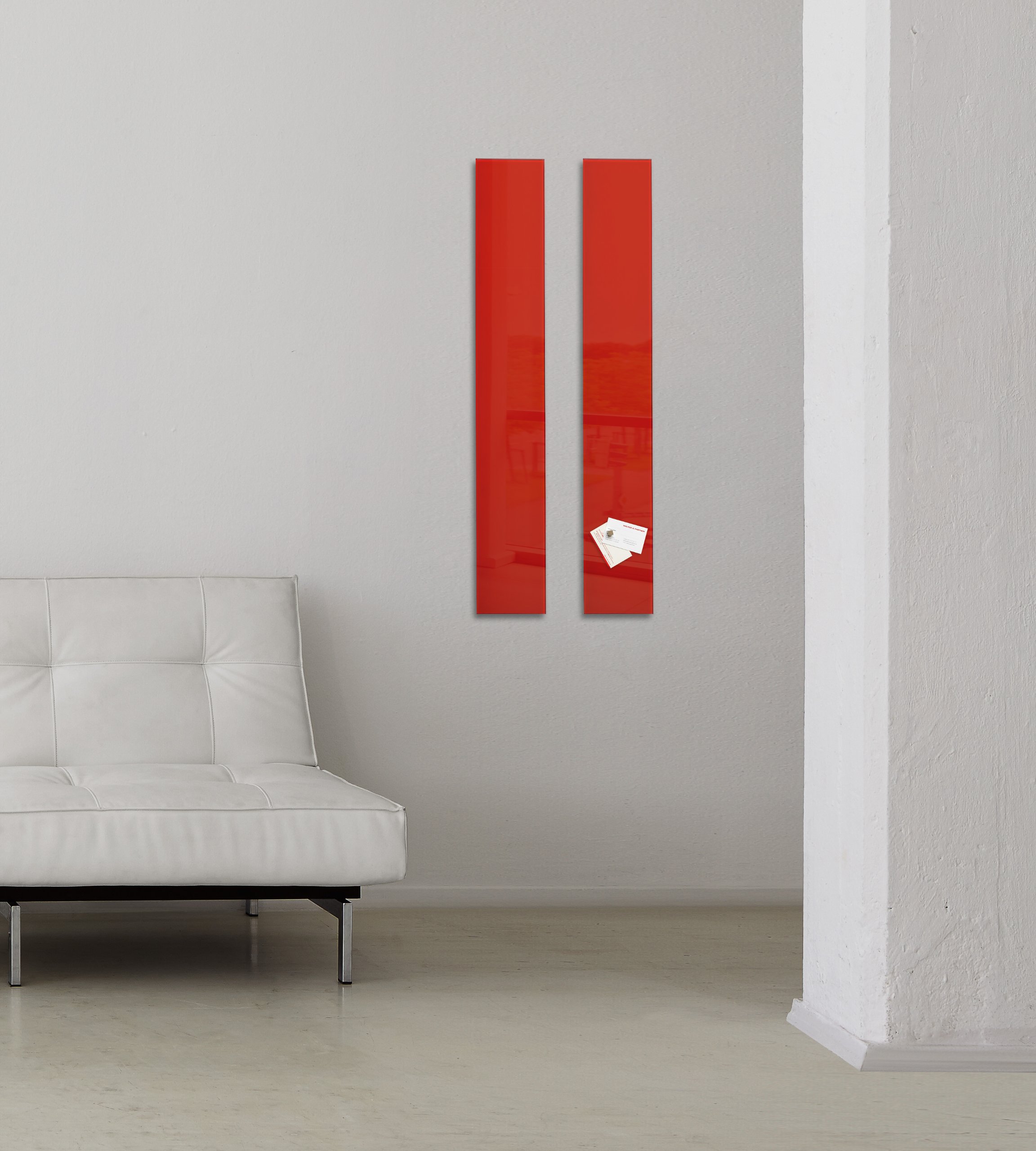 SIGEL GL104 Lavagna magnetica in vetro premium, superficie lucida, 12 x 78 cm, montaggio facile, rosso, Artverum