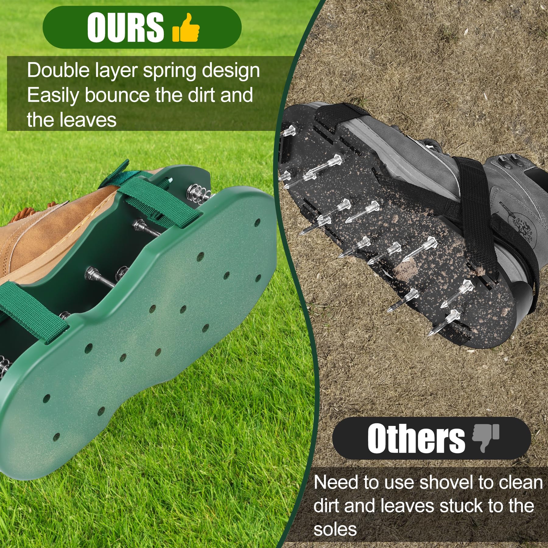 Miuwauer Chaussures aérateur de gazon pour gazon (vert-vert)