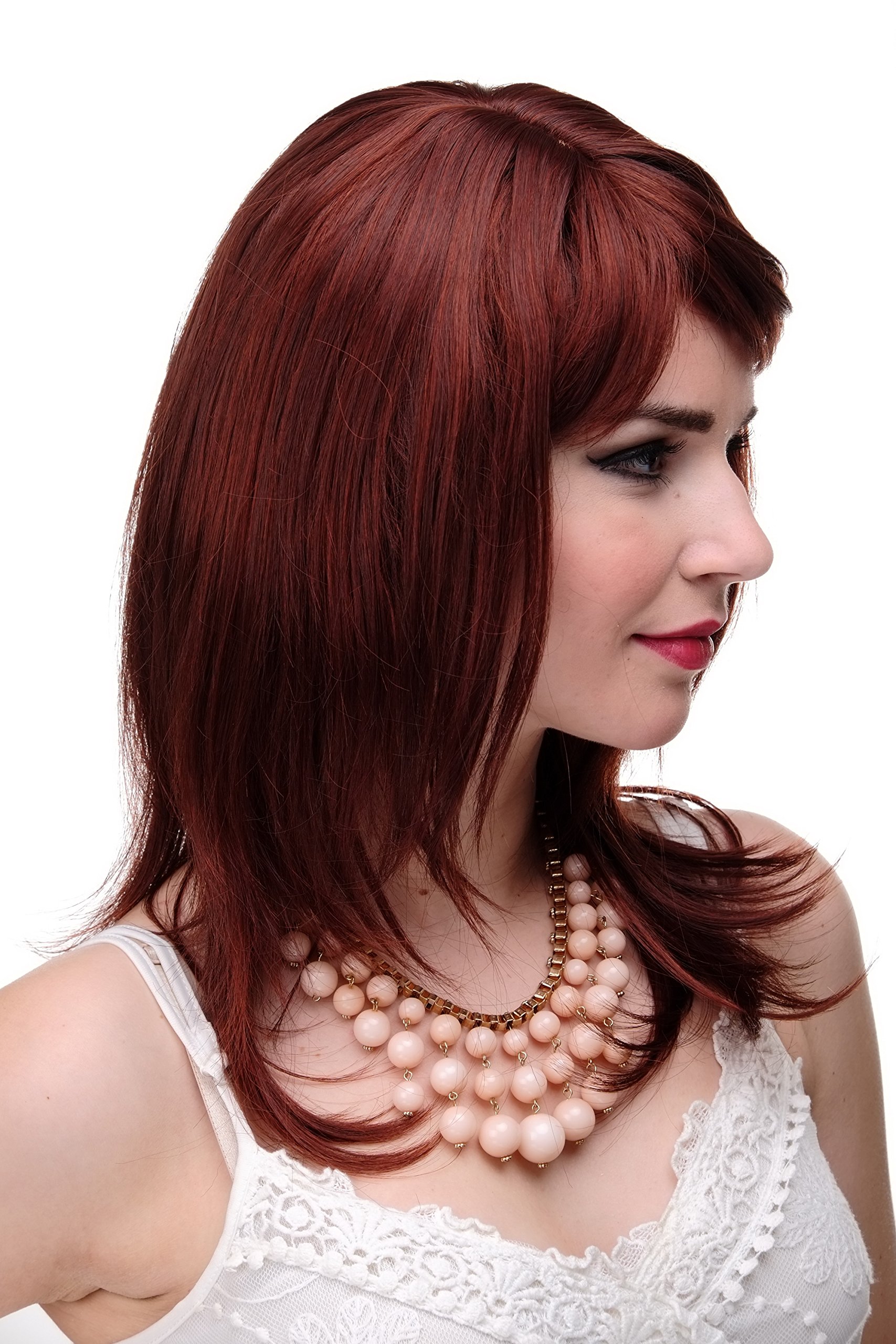 WIG ME UP 3003-33A/130 Lady Quality Wig long medium length naugthy long bangs (can part to side) straight layered brown red mix approx 19,5inch - Image 3