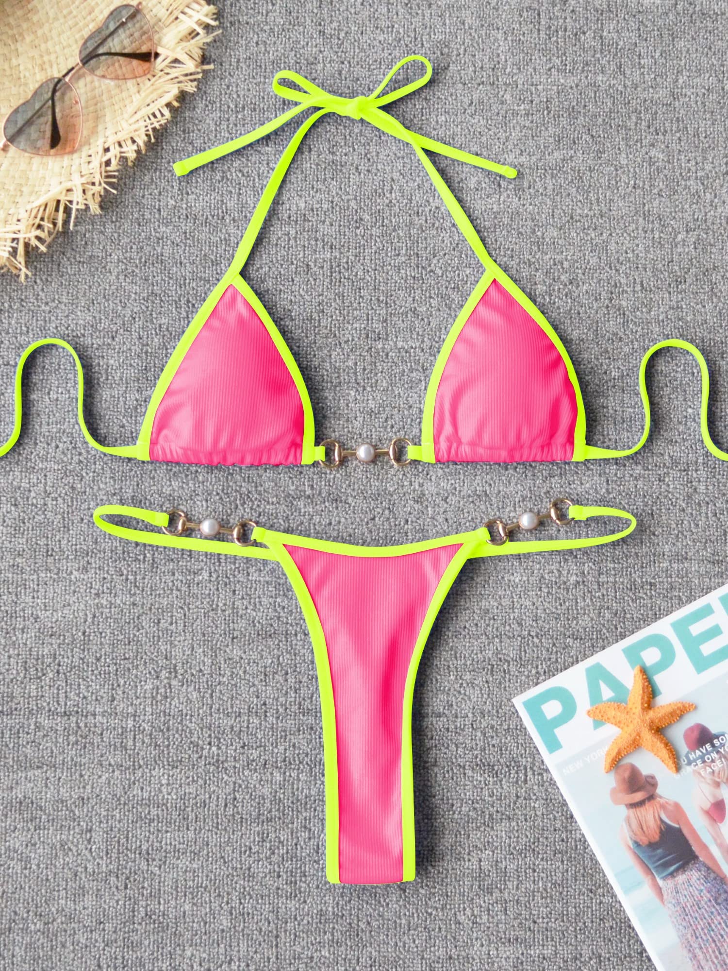 TASHEHE Women's Thong Bikini Set