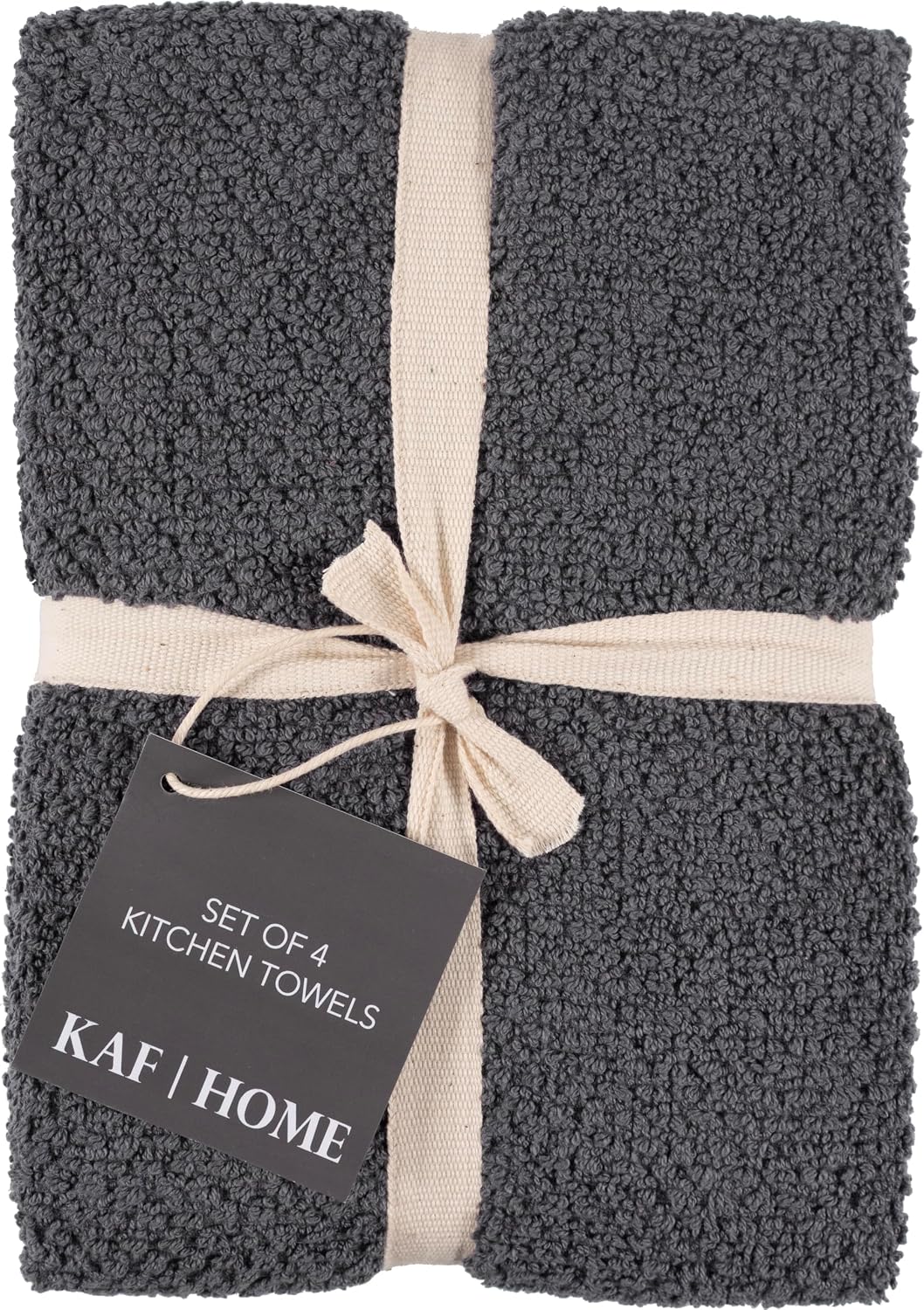 KAF Home Set of 4 Deluxe Popcorn Terry Kitchen Towels | 20 x 30 Inches | 100% Cotton Kitchen Dish Towels (Charcoal) image 2