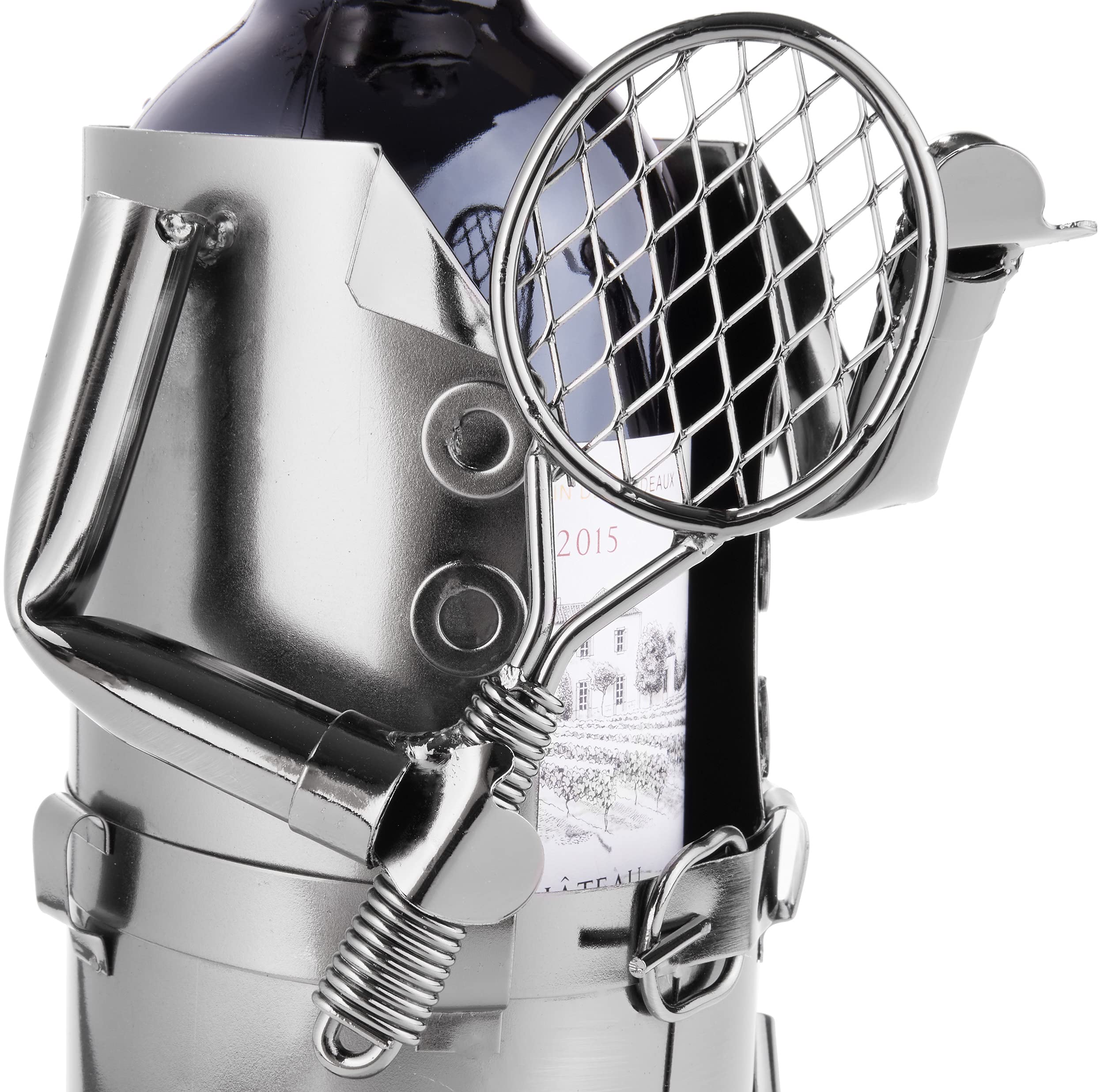 Brubaker Weinflaschenhalter Tennisspieler Metall Skulptur mit Geschenkkarte